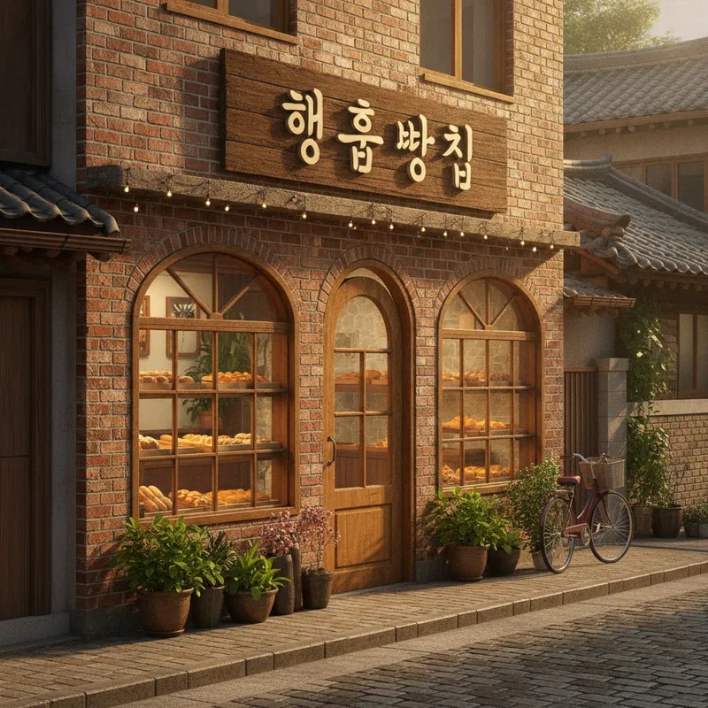 제미나이 플래시 이미지로 만든 빵집 그림. 간판에 행훕빵칩이라고 적혔다