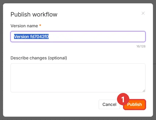n8n 2.x 의 Publish workflow 창